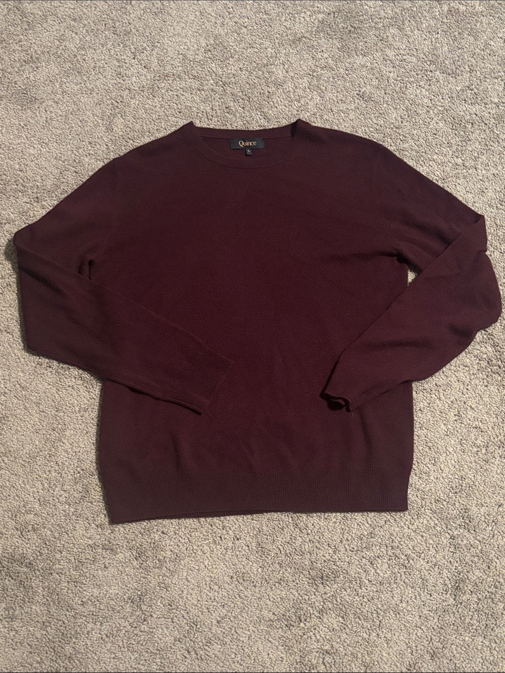 Quince Men’s Crewneck Sweater - Deep Burgundy, 100% Cashmere, Sz Large